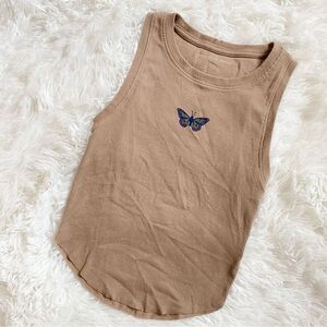 American Eagle Outfitters Tan Butterfly Tank Top